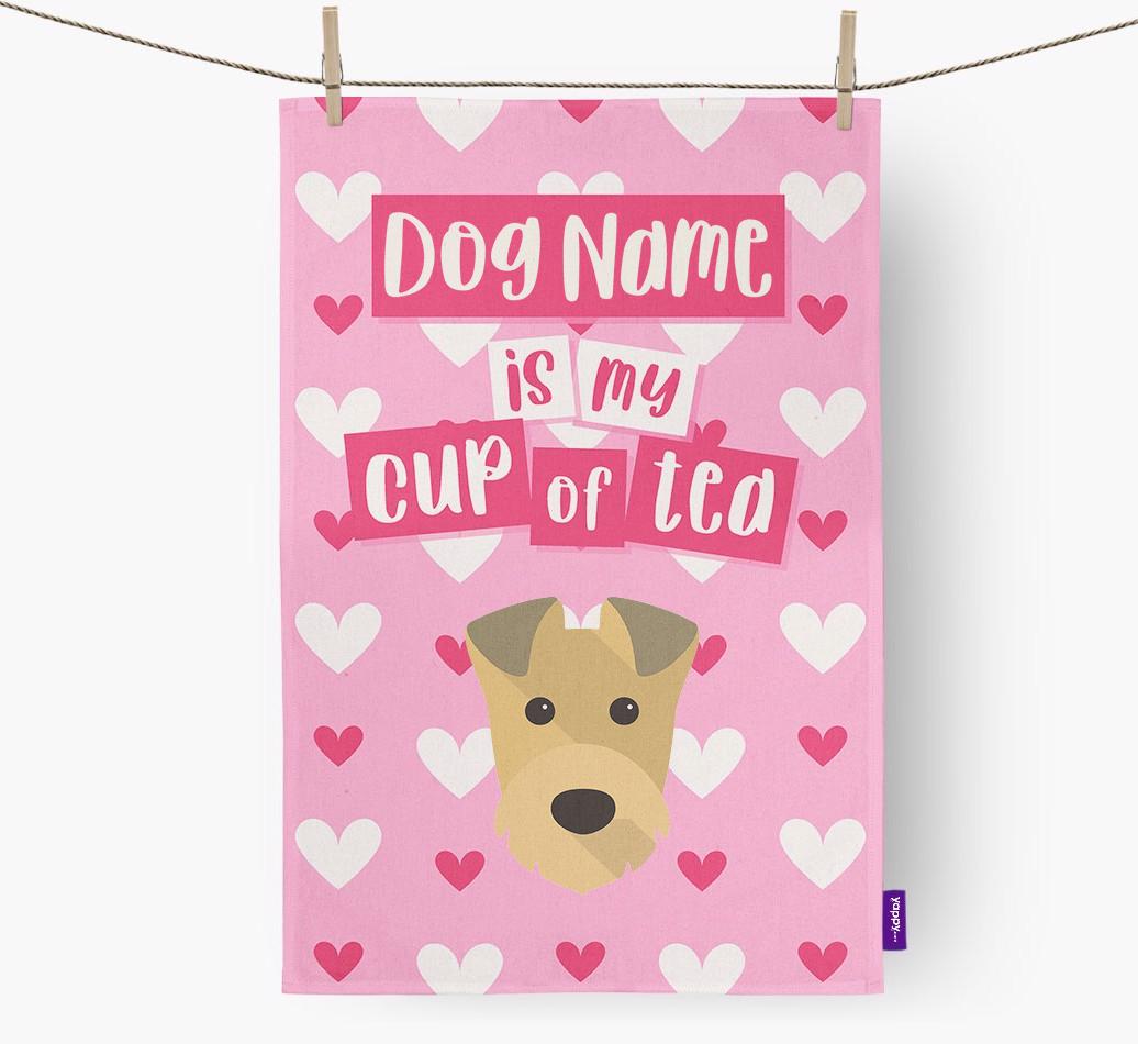 '{dogsName} is my cup of tea' Dish Towel with {breedFullName} Icon