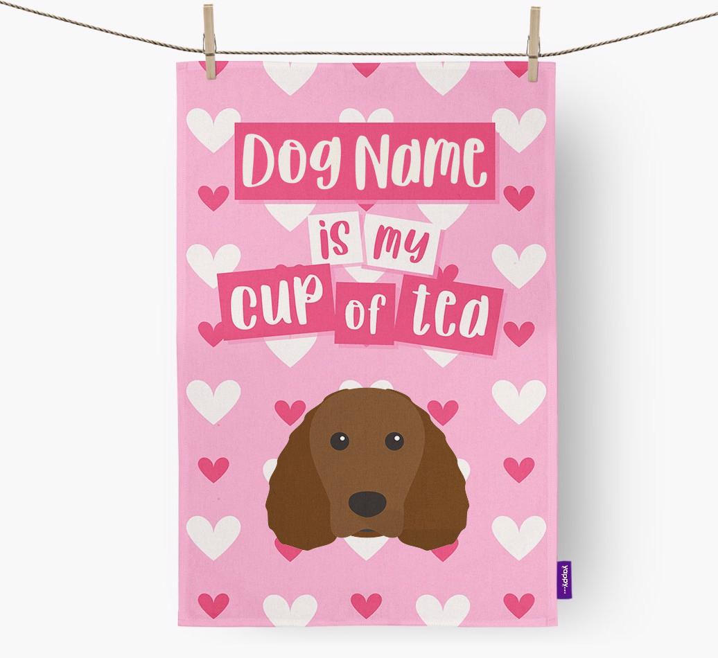 '{dogsName} is my cup of tea' Dish Towel with {breedFullName} Icon