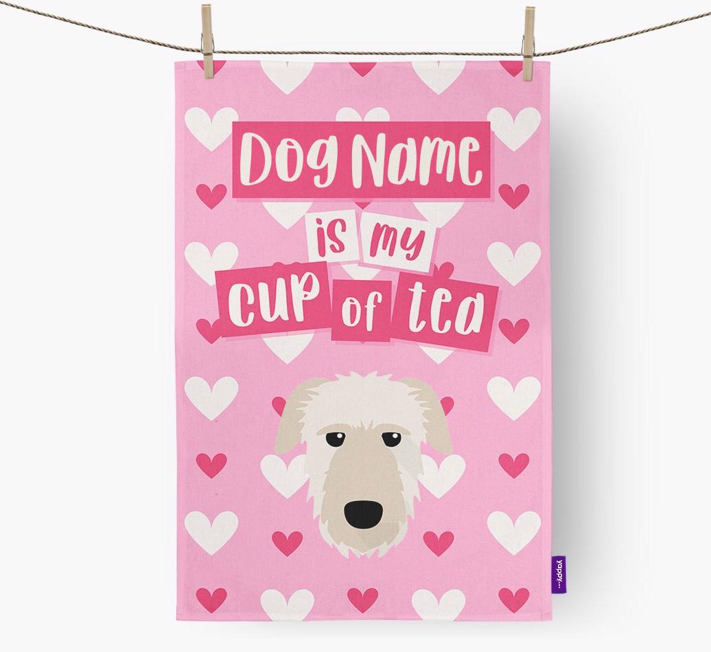 '{dogsName} is my cup of tea' Dish Towel with {breedFullName} Icon
