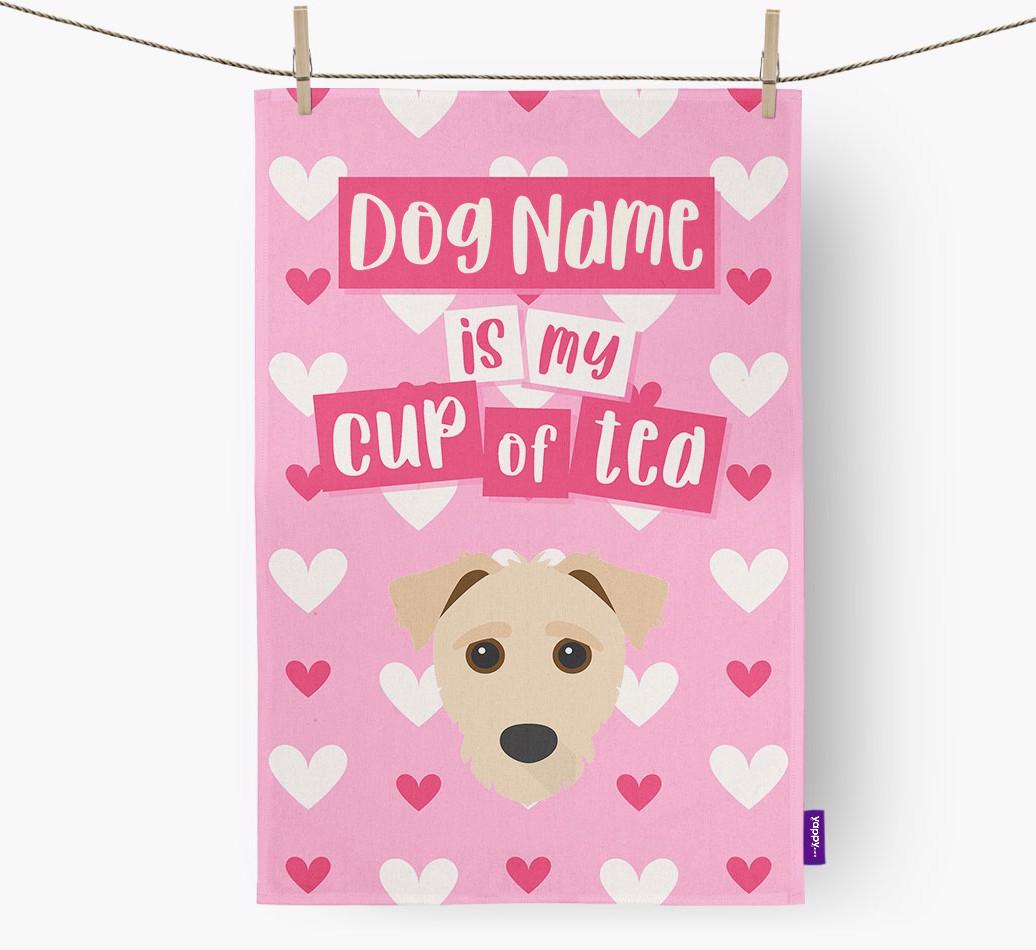 '{dogsName} is my cup of tea' Dish Towel with {breedFullName} Icon