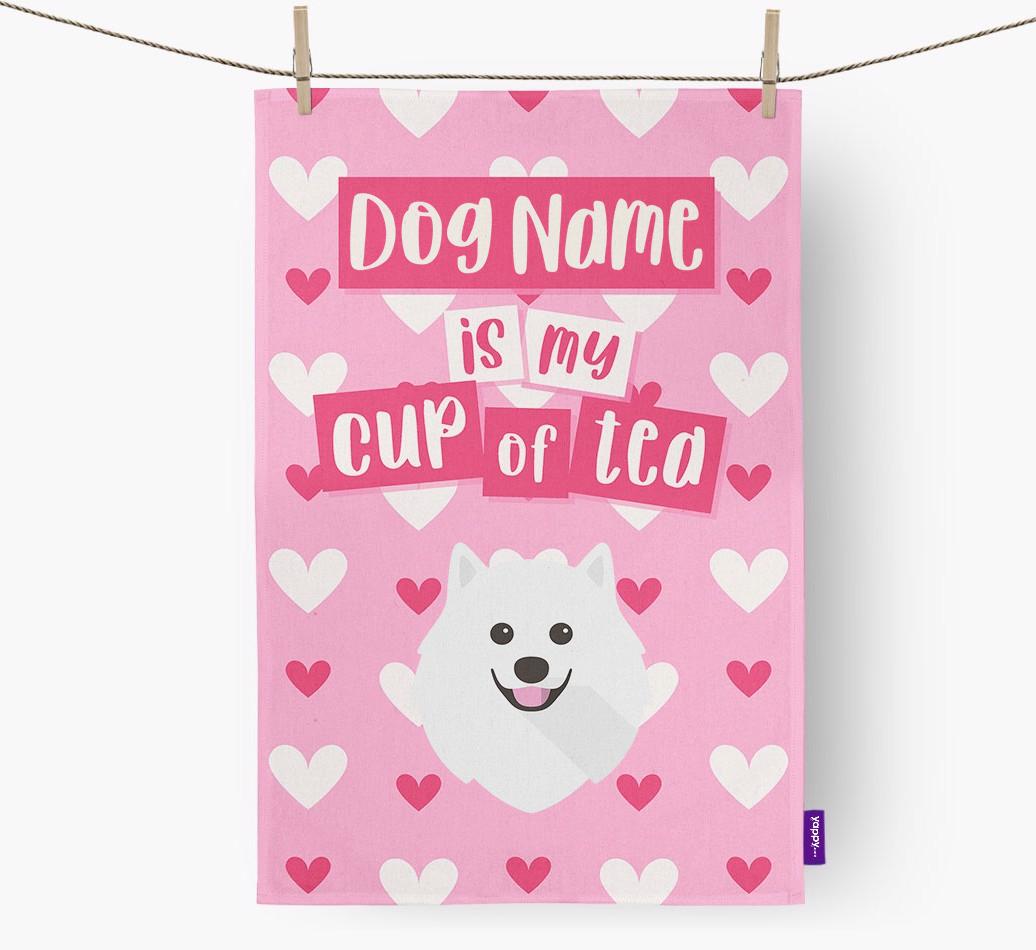 '{dogsName} is my cup of tea' Dish Towel with {breedFullName} Icon
