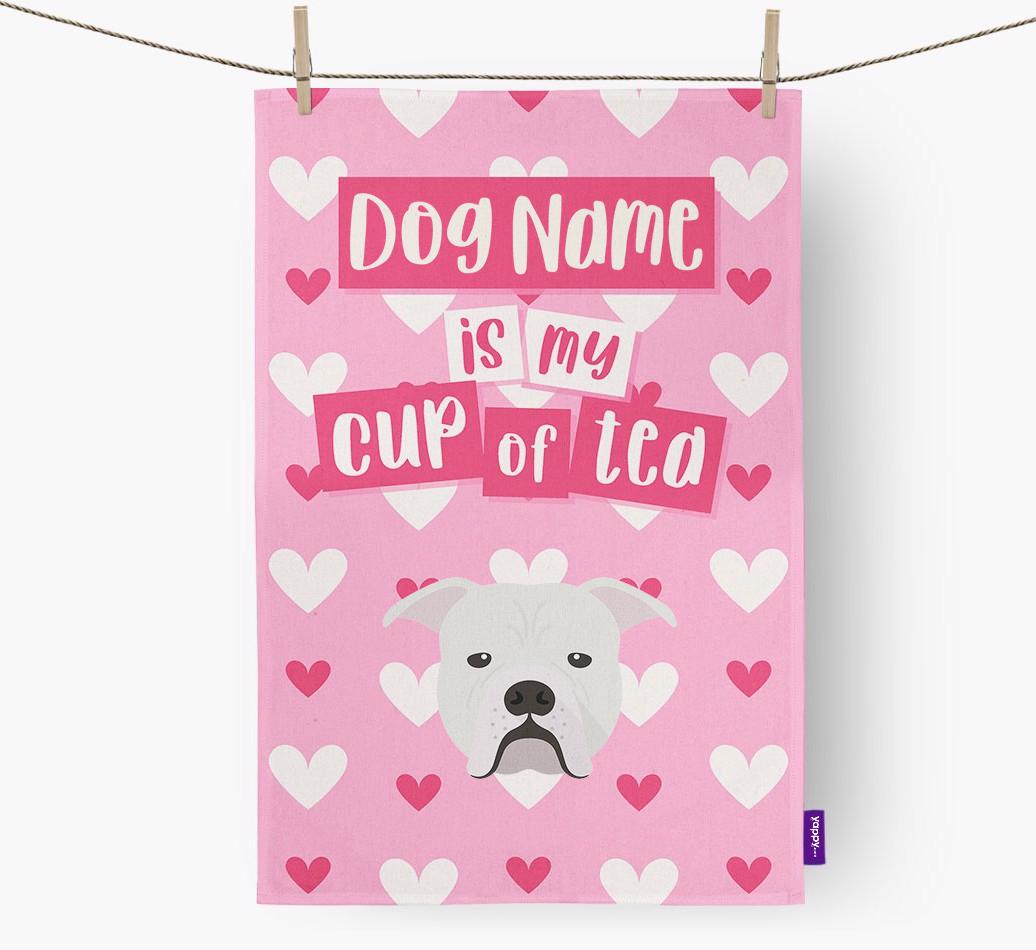 '{dogsName} is my cup of tea' Dish Towel with {breedFullName} Icon