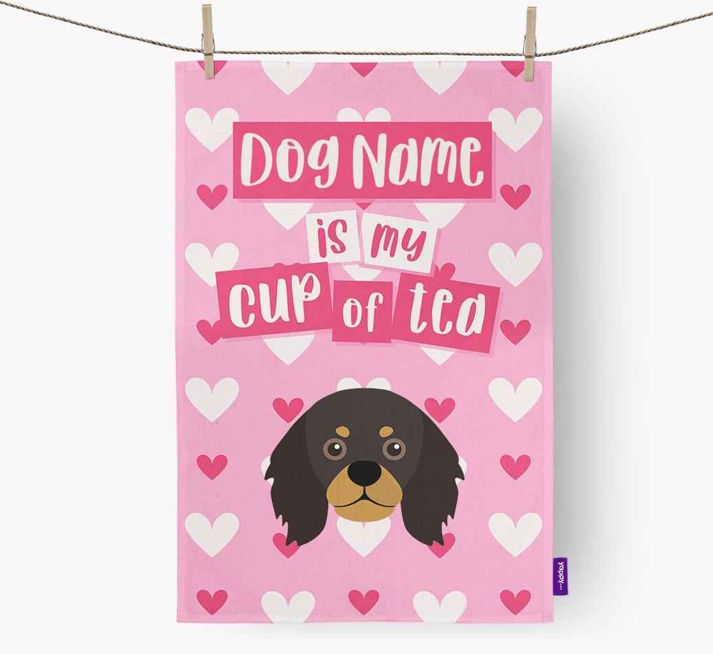 '{dogsName} is my cup of tea' Dish Towel with {breedFullName} Icon