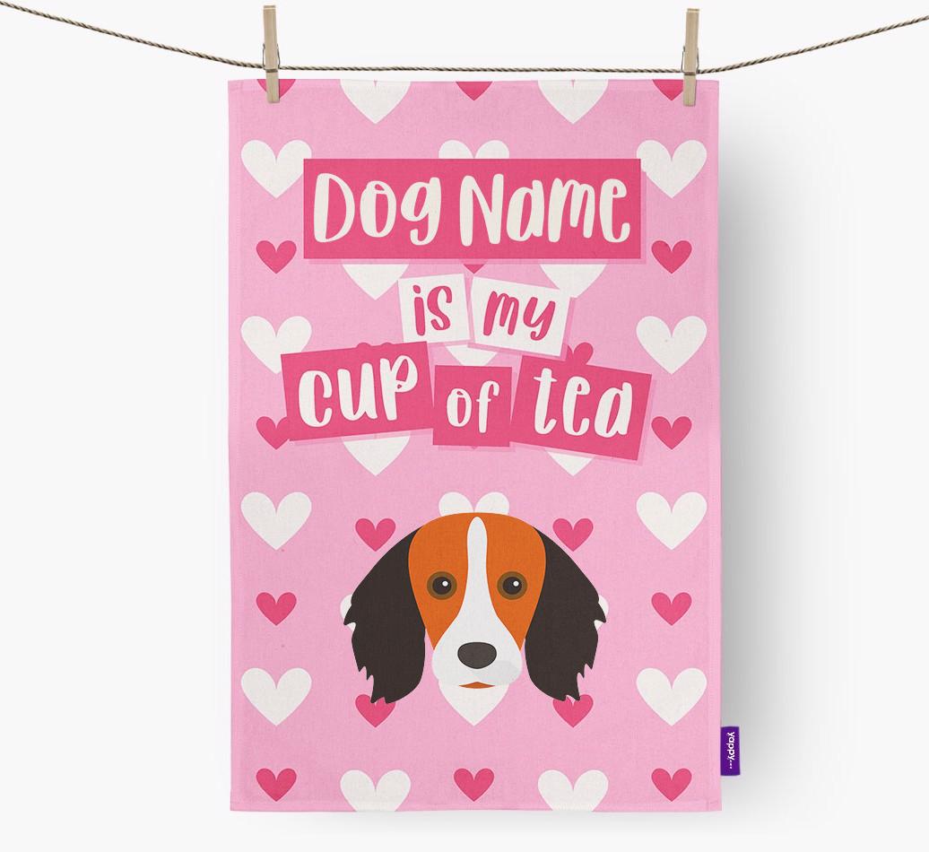 '{dogsName} is my cup of tea' Dish Towel with {breedFullName} Icon