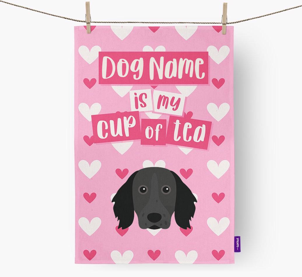 '{dogsName} is my cup of tea' Dish Towel with {breedFullName} Icon