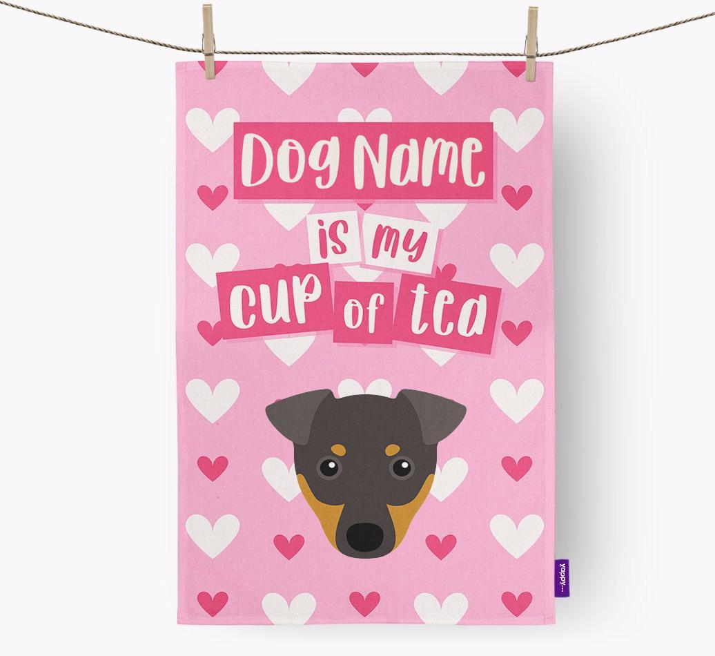 '{dogsName} is my cup of tea' Dish Towel with {breedFullName} Icon