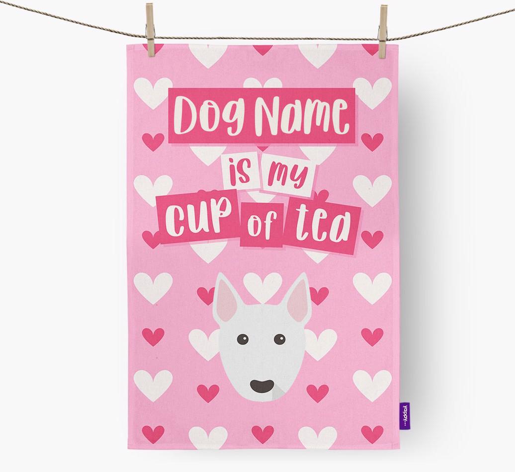 '{dogsName} is my cup of tea' Dish Towel with {breedFullName} Icon