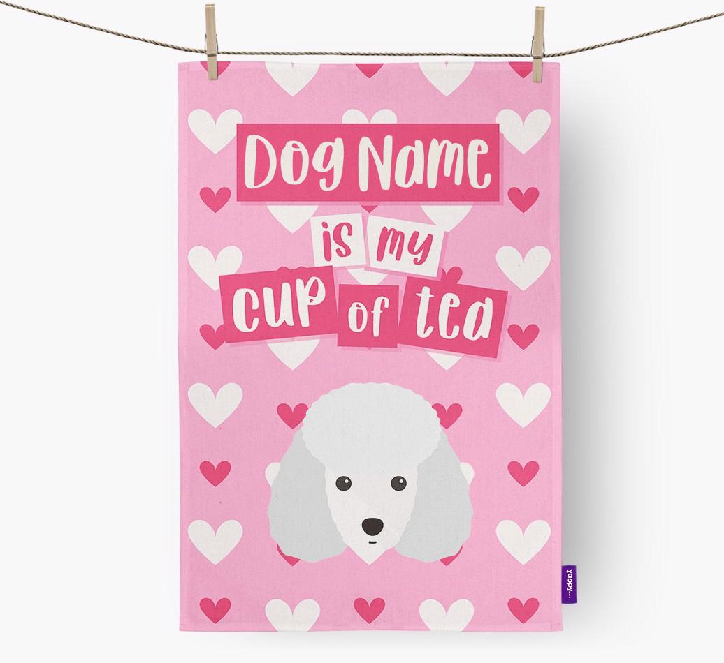 '{dogsName} is my cup of tea' Dish Towel with {breedFullName} Icon