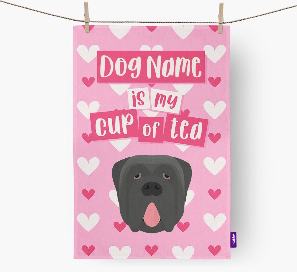 '{dogsName} is my cup of tea' Dish Towel with {breedFullName} Icon