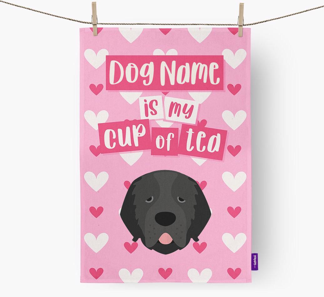 '{dogsName} is my cup of tea' Dish Towel with {breedFullName} Icon
