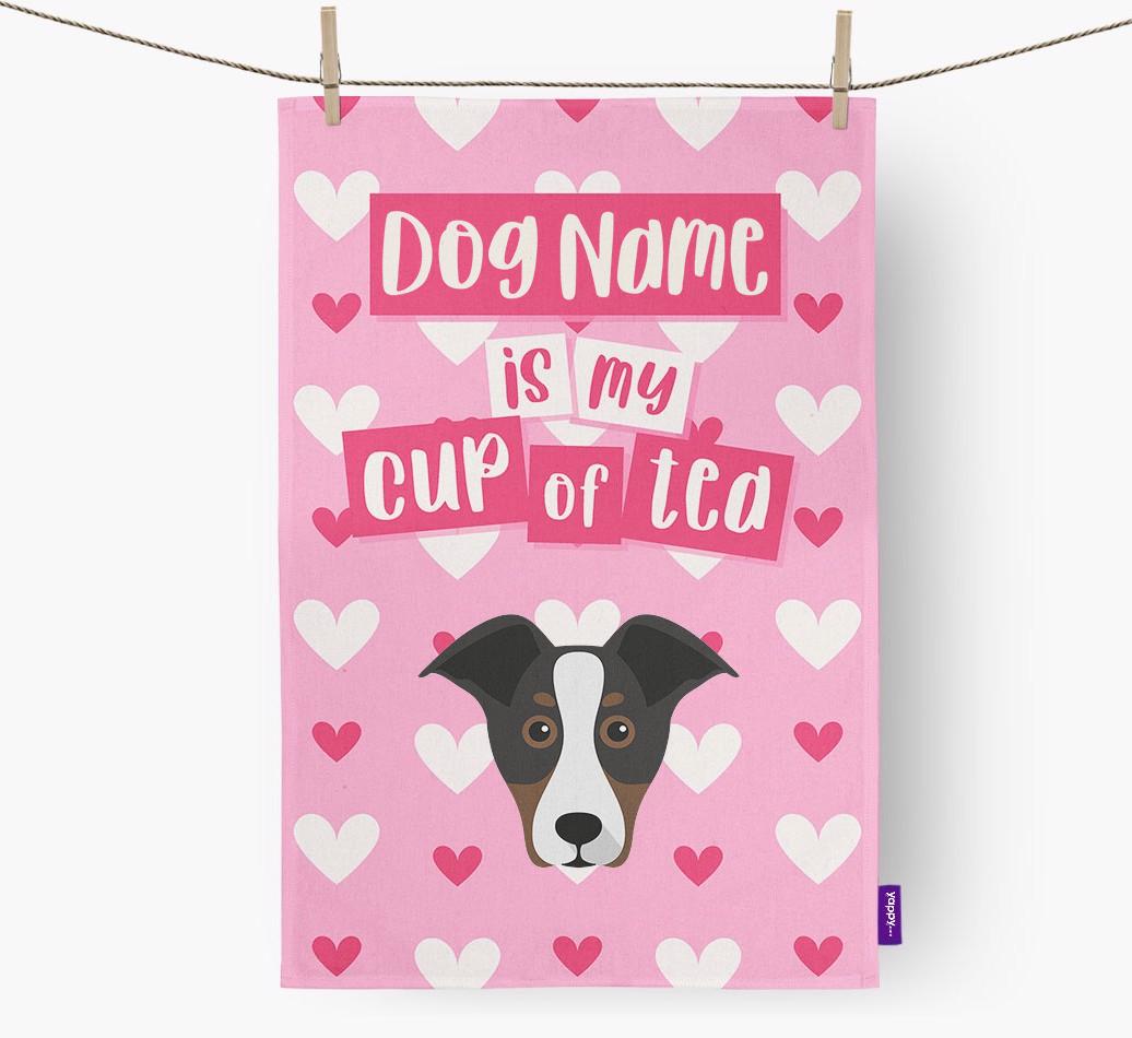 '{dogsName} is my cup of tea' Dish Towel with {breedFullName} Icon