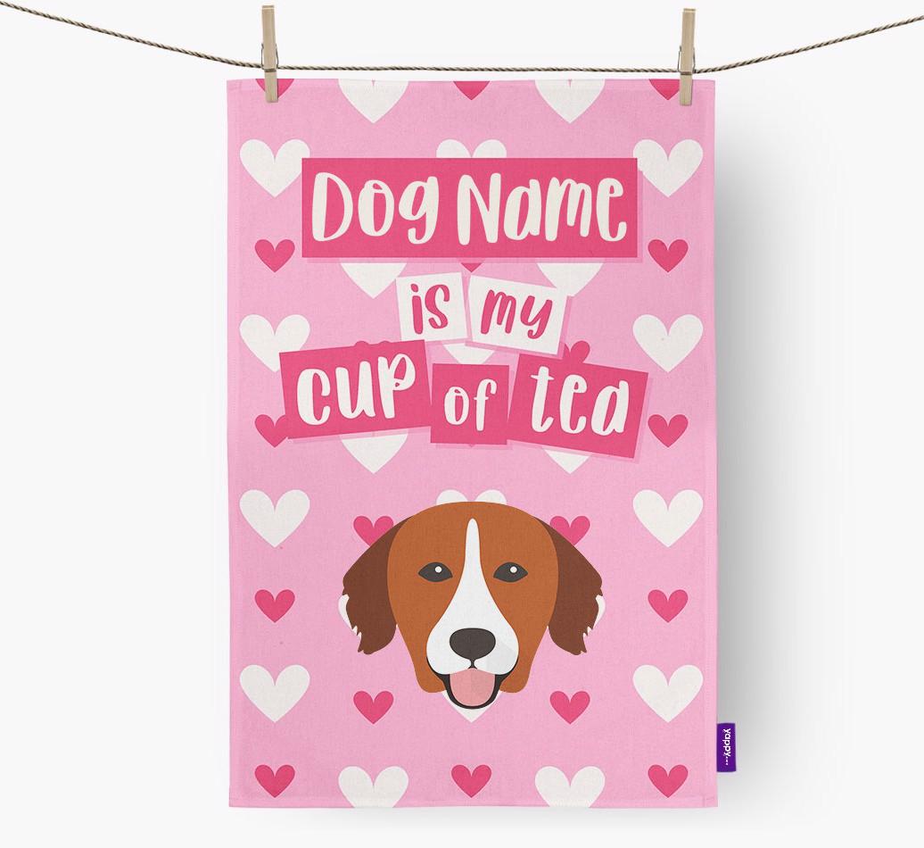 '{dogsName} is my cup of tea' Dish Towel with {breedFullName} Icon