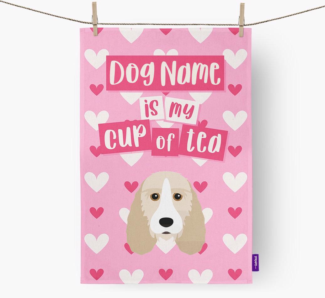 '{dogsName} is my cup of tea' Dish Towel with {breedFullName} Icon