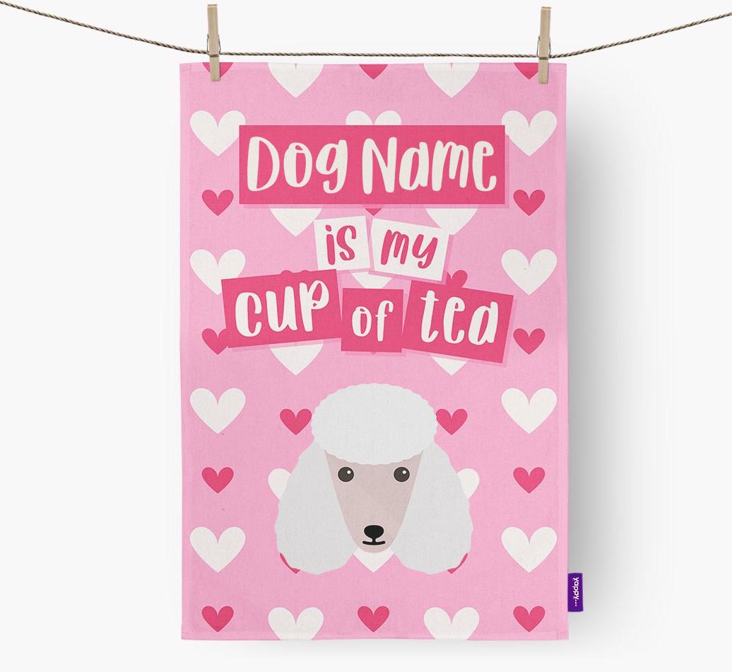 '{dogsName} is my cup of tea' Dish Towel with {breedFullName} Icon