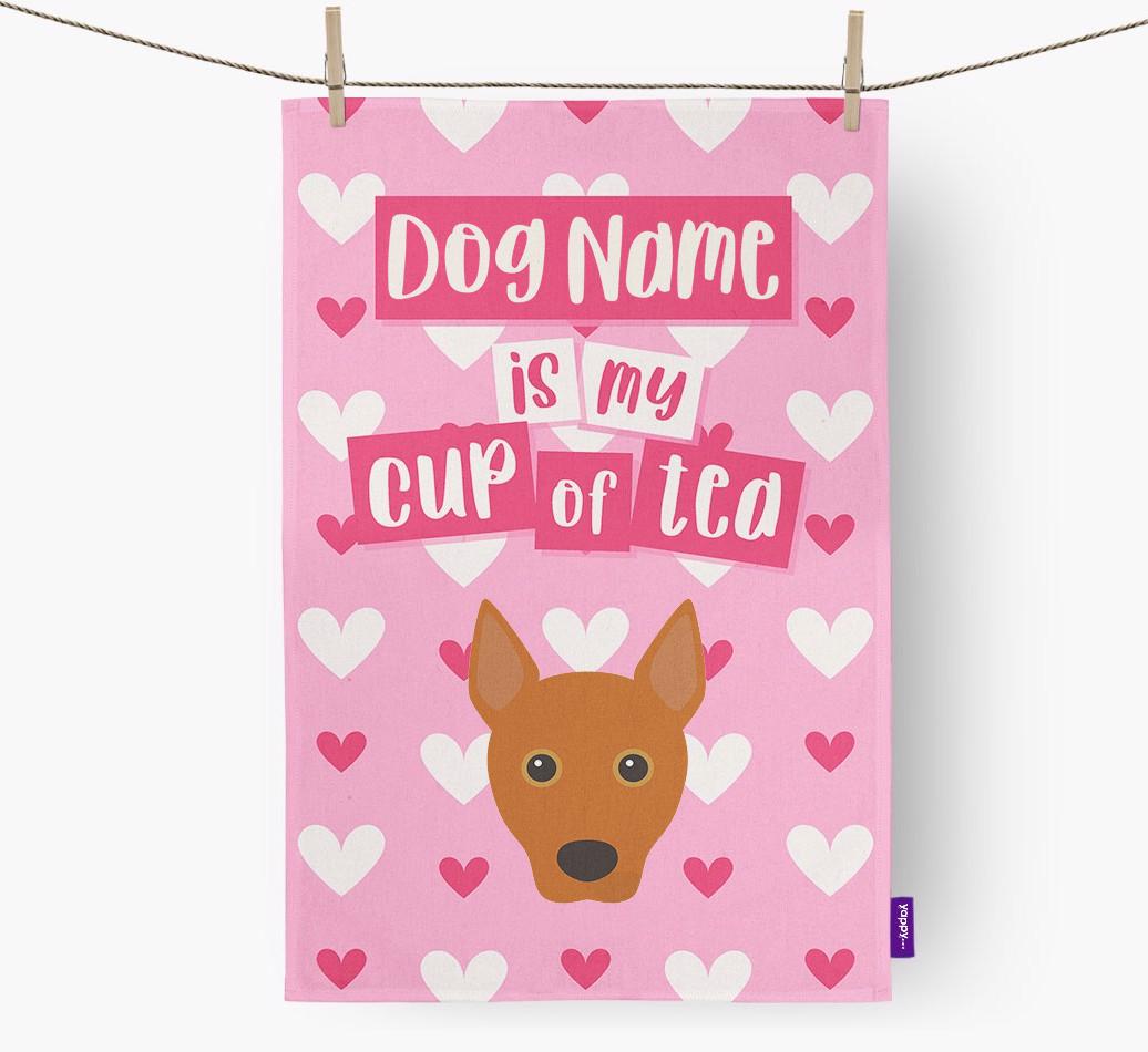 '{dogsName} is my cup of tea' Dish Towel with {breedFullName} Icon