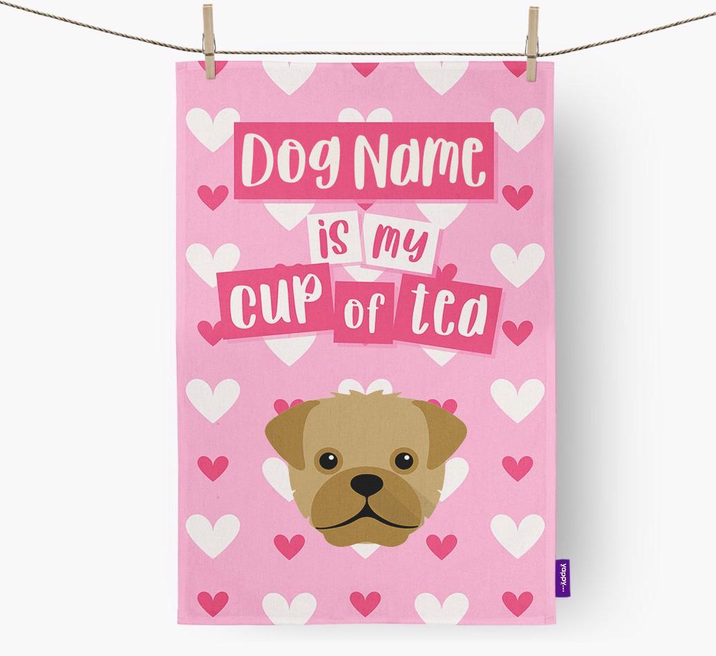 '{dogsName} is my cup of tea' Dish Towel with {breedFullName} Icon