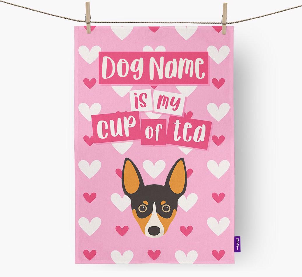 '{dogsName} is my cup of tea' Dish Towel with {breedFullName} Icon