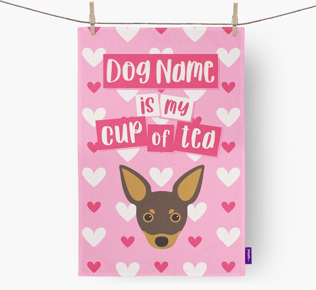 '{dogsName} is my cup of tea' Dish Towel with {breedFullName} Icon