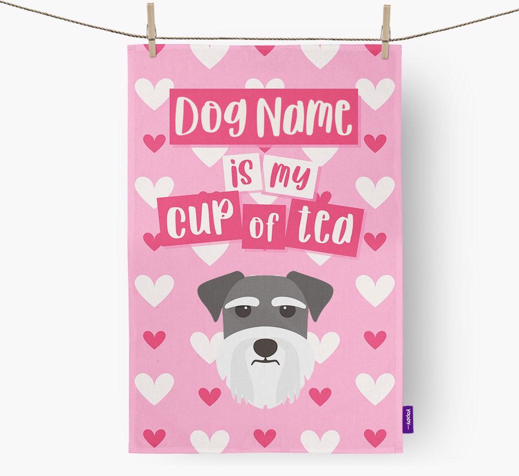 '{dogsName} is my cup of tea' Dish Towel with {breedFullName} Icon