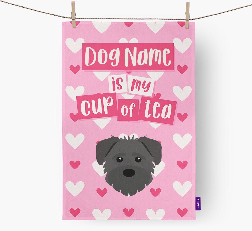 '{dogsName} is my cup of tea' Dish Towel with {breedFullName} Icon