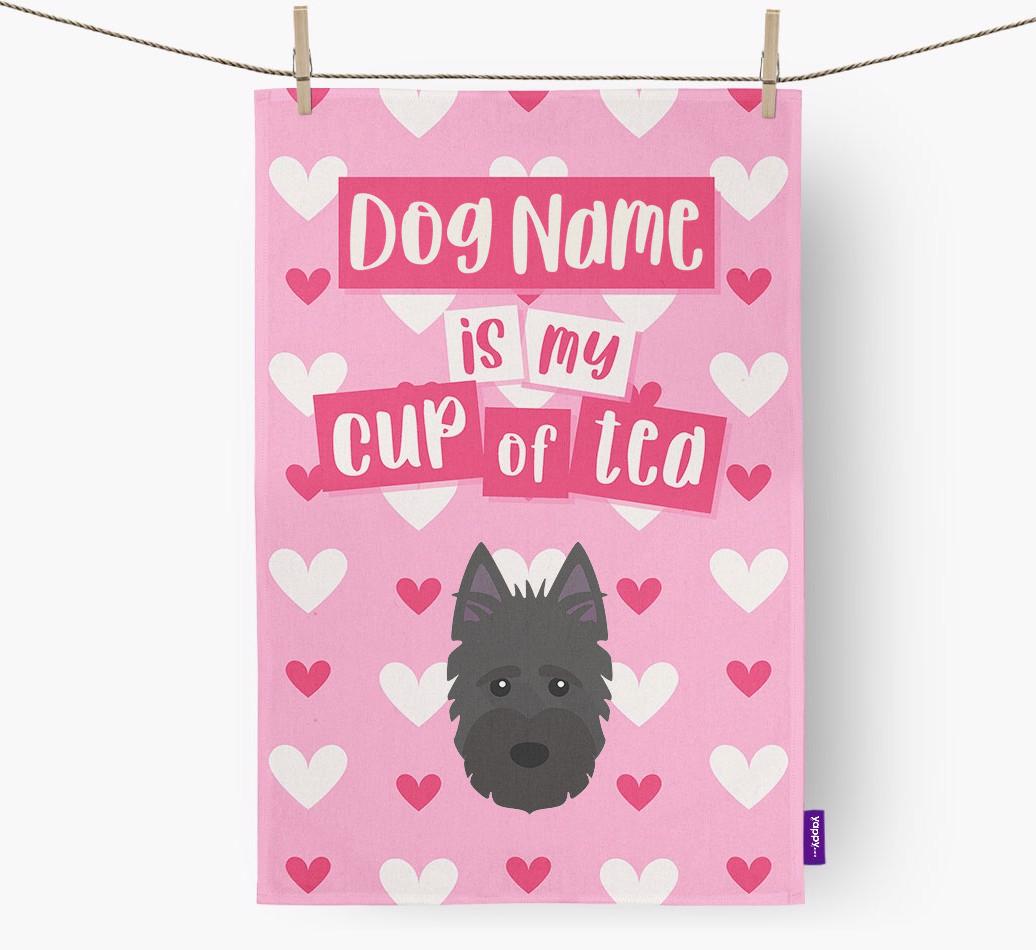 '{dogsName} is my cup of tea' Dish Towel with {breedFullName} Icon