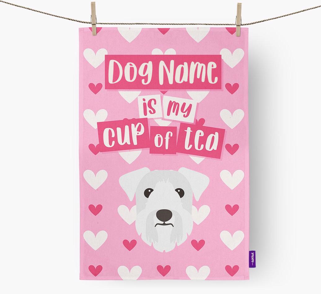 '{dogsName} is my cup of tea' Dish Towel with {breedFullName} Icon