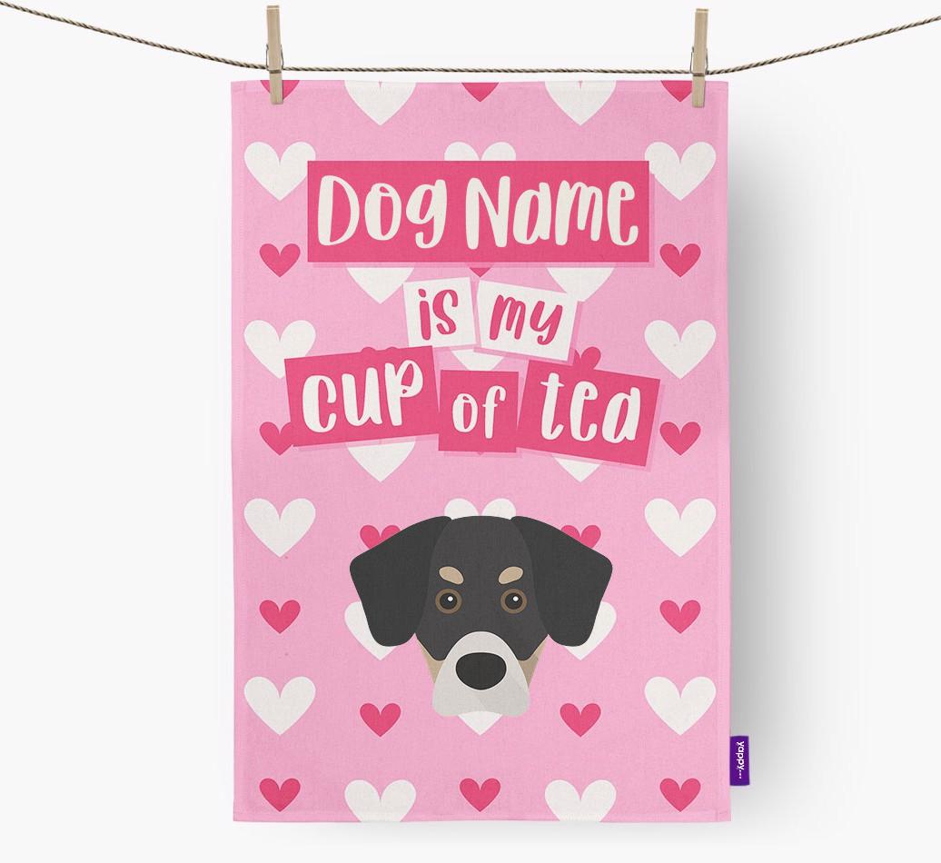 '{dogsName} is my cup of tea' Dish Towel with {breedFullName} Icon