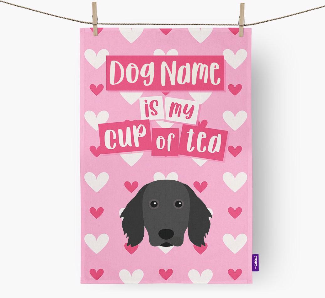 '{dogsName} is my cup of tea' Dish Towel with {breedFullName} Icon