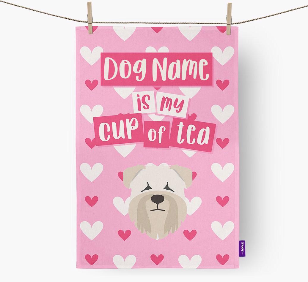 '{dogsName} is my cup of tea' Dish Towel with {breedFullName} Icon