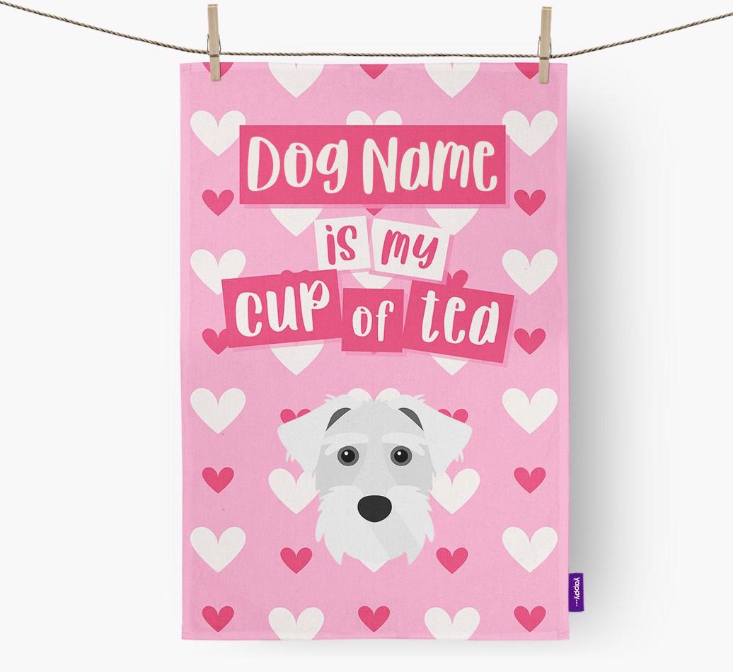 '{dogsName} is my cup of tea' Dish Towel with {breedFullName} Icon