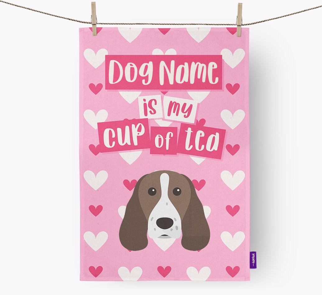 '{dogsName} is my cup of tea' Dish Towel with {breedFullName} Icon