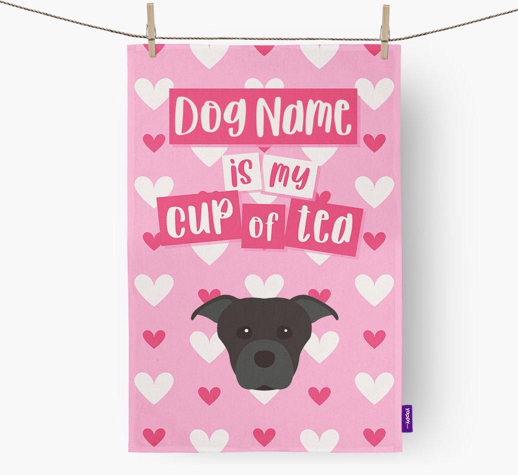 '{dogsName} is my cup of tea' Dish Towel with {breedFullName} Icon
