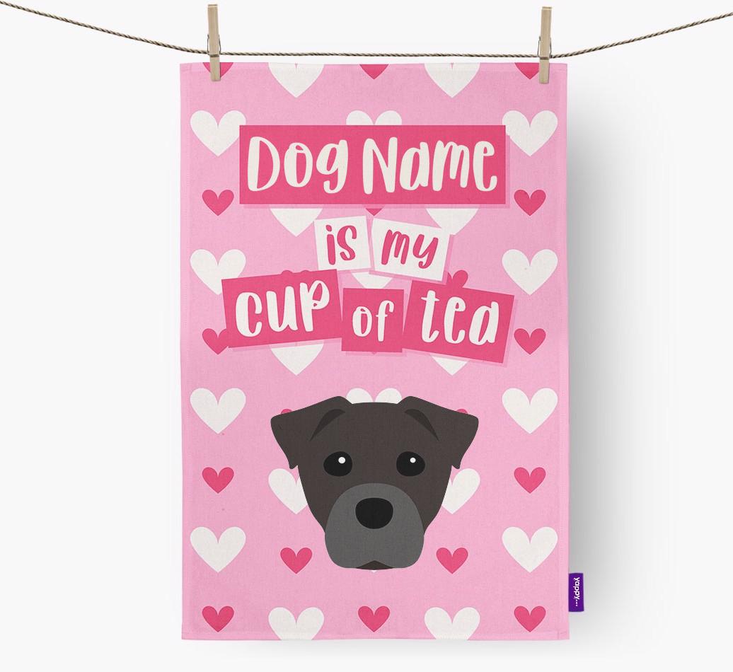 '{dogsName} is my cup of tea' Dish Towel with {breedFullName} Icon
