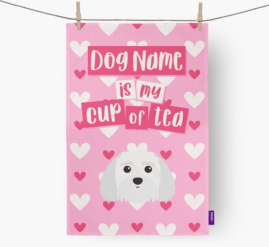 '{dogsName} is my cup of tea' Dish Towel with {breedFullName} Icon