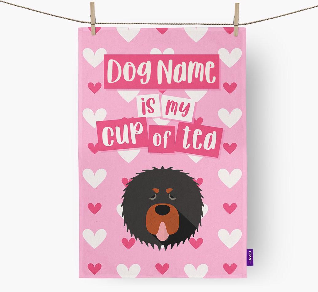 '{dogsName} is my cup of tea' Dish Towel with {breedFullName} Icon