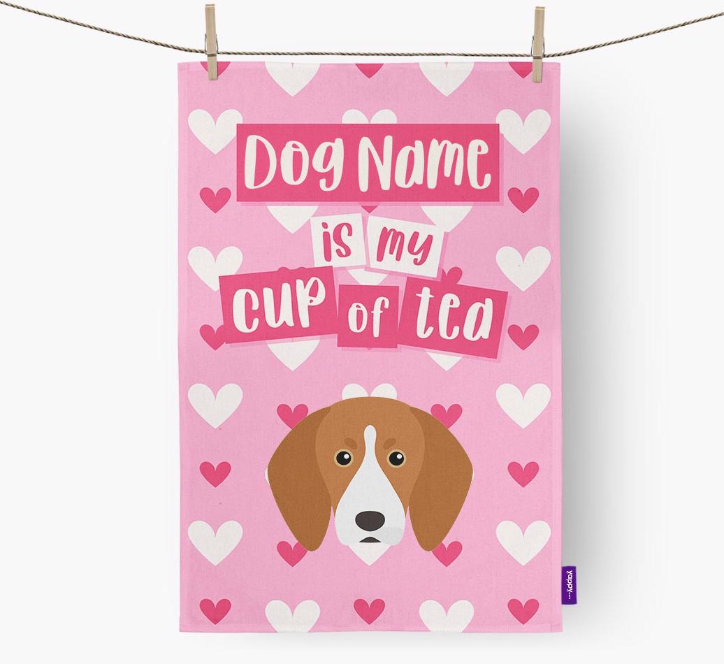 '{dogsName} is my cup of tea' Dish Towel with {breedFullName} Icon