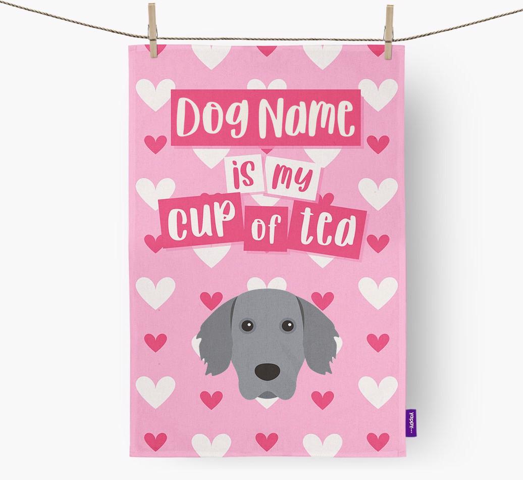 '{dogsName} is my cup of tea' Dish Towel with {breedFullName} Icon