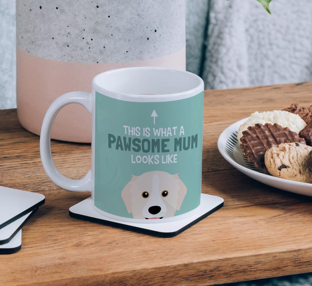 Pawsome Dog Mum: Mug with {breedFullName} Icon
