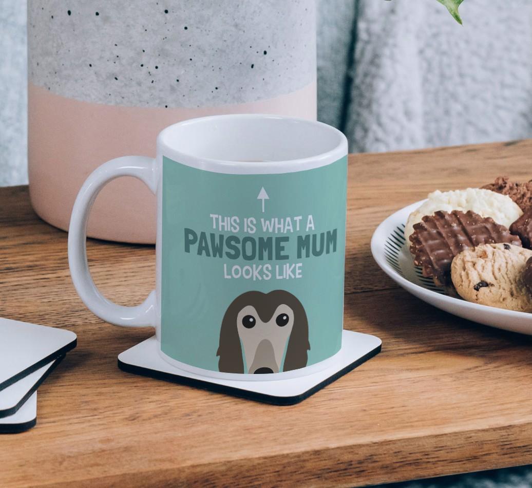 Pawsome Dog Mum: Mug with {breedFullName} Icon