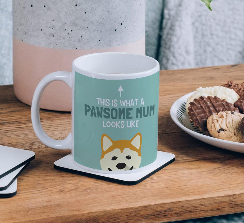 Pawsome Dog Mum: Mug with {breedFullName} Icon