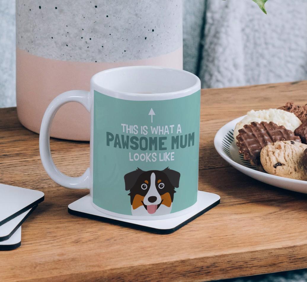 Pawsome Dog Mum: Mug with {breedFullName} Icon