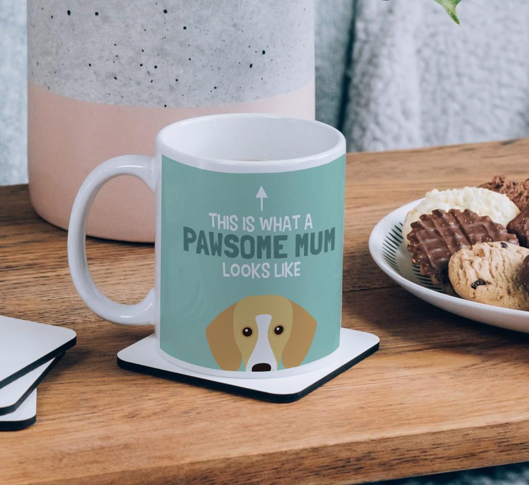 Pawsome Dog Mum: Mug with {breedFullName} Icon