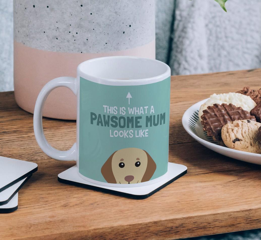 Pawsome Dog Mum: Mug with {breedFullName} Icon