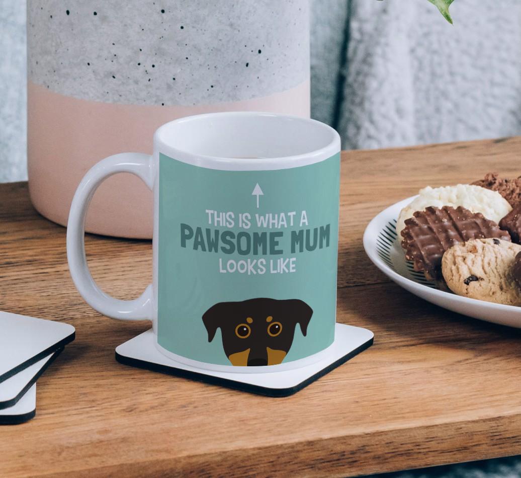 Pawsome Dog Mum: Mug with {breedFullName} Icon