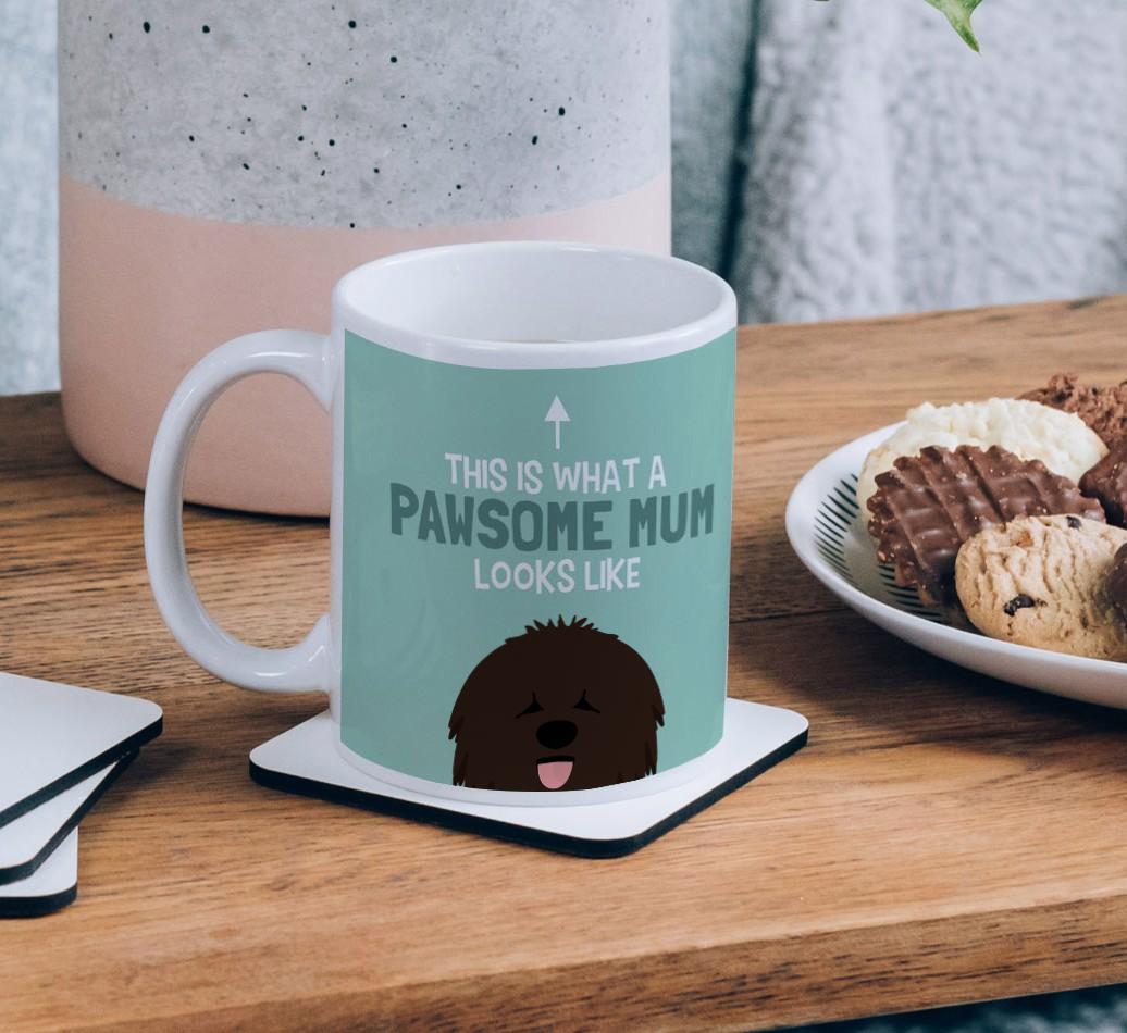 Pawsome Dog Mum: Mug with {breedFullName} Icon