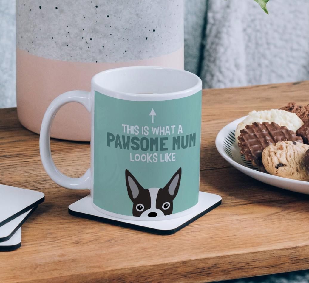 Pawsome Dog Mum: Mug with {breedFullName} Icon