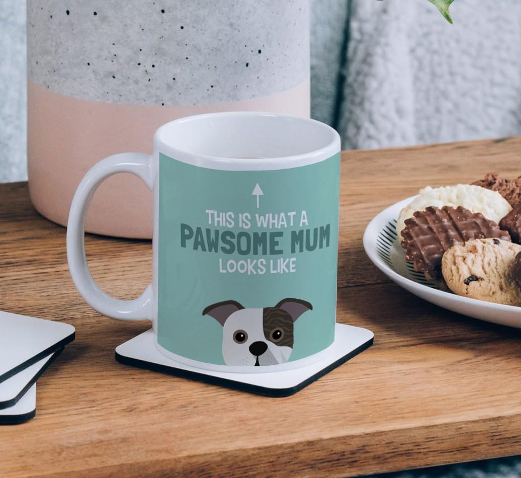 Pawsome Dog Mum: Mug with {breedFullName} Icon