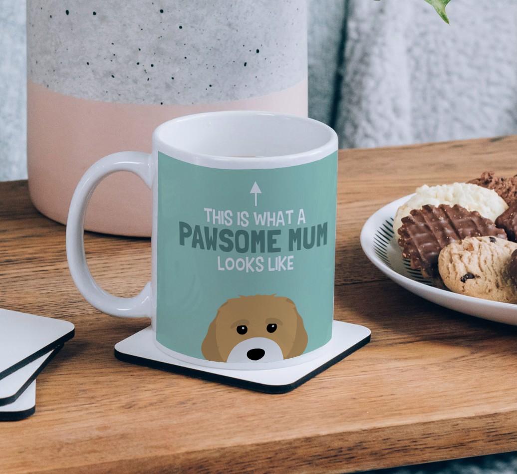 Pawsome Dog Mum: Mug with {breedFullName} Icon