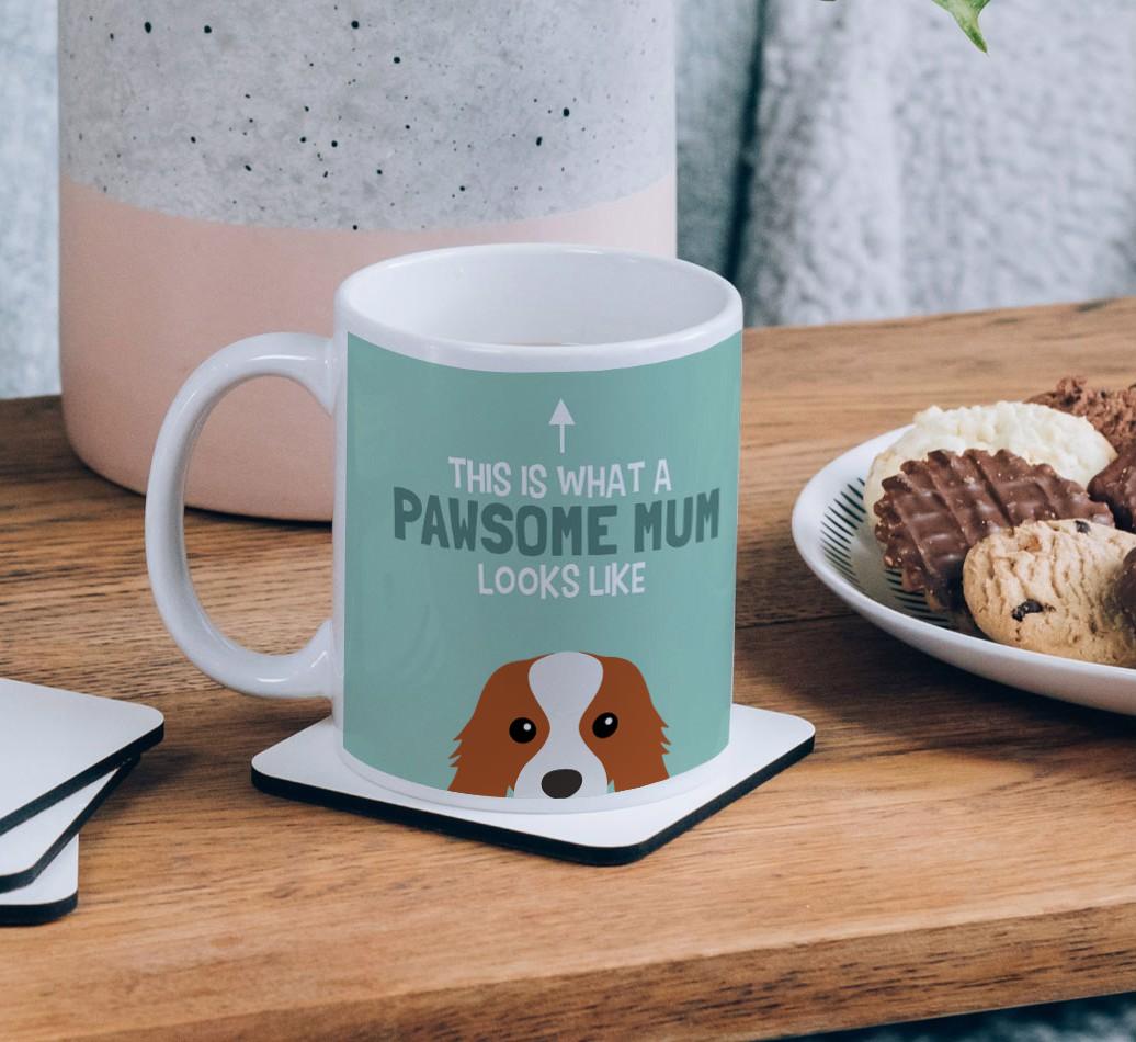 Pawsome Dog Mum: Mug with {breedFullName} Icon
