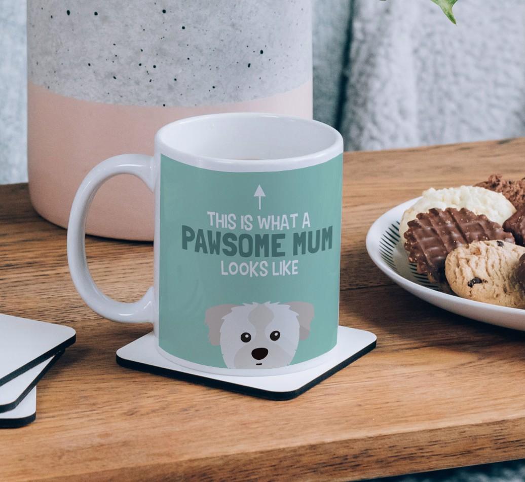 Pawsome Dog Mum: Mug with {breedFullName} Icon